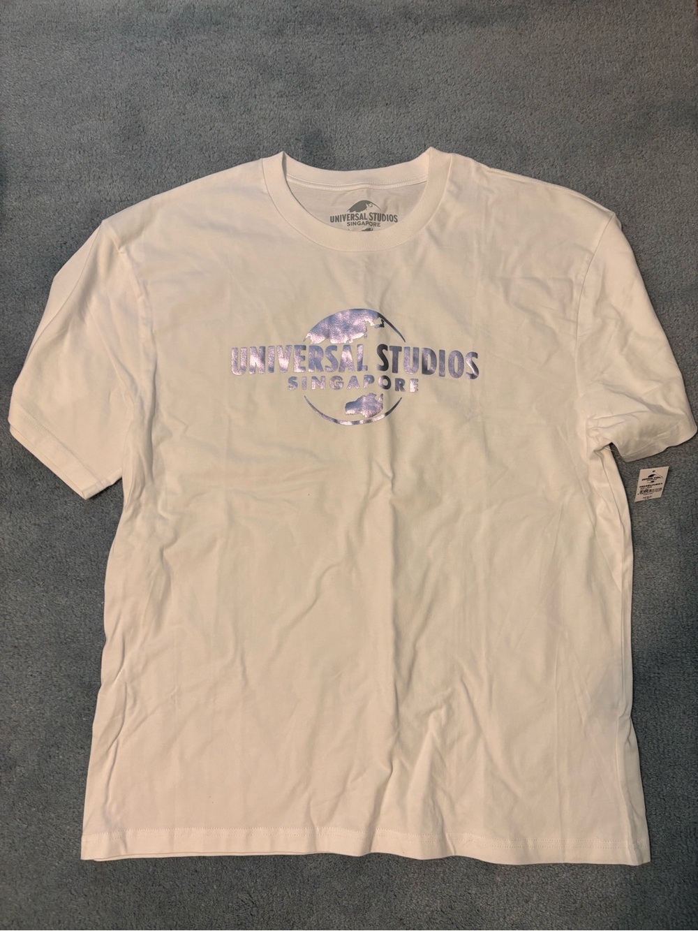 Universal White Short Sleeve Tee with Iridescent Logo